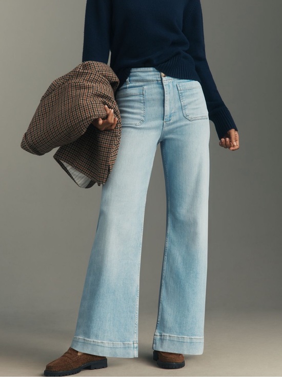 Maeve Denim - Maeve The Collette Light Wash Wide-Leg Jeans with Patch Pockets
